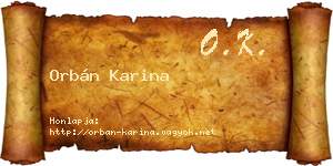 Orbán Karina névjegykártya